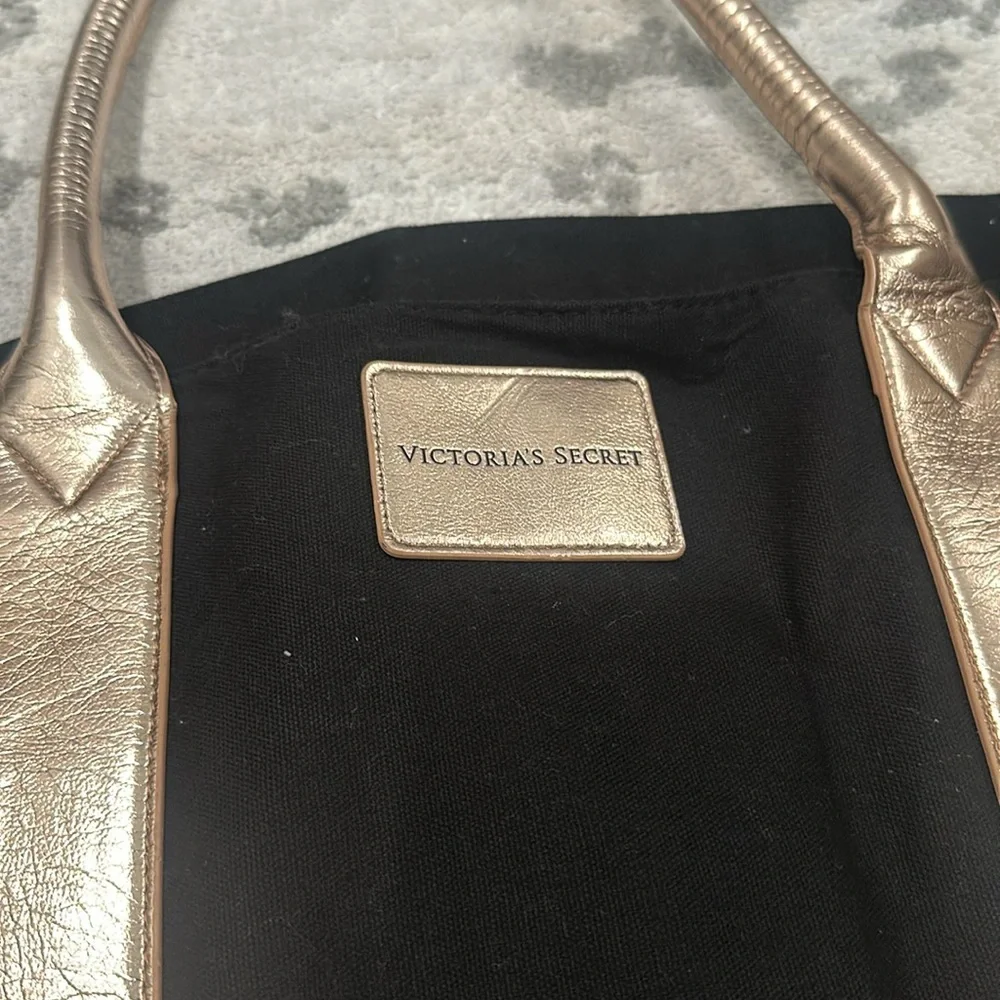 Victoria Secret black and rose gold large tote bag